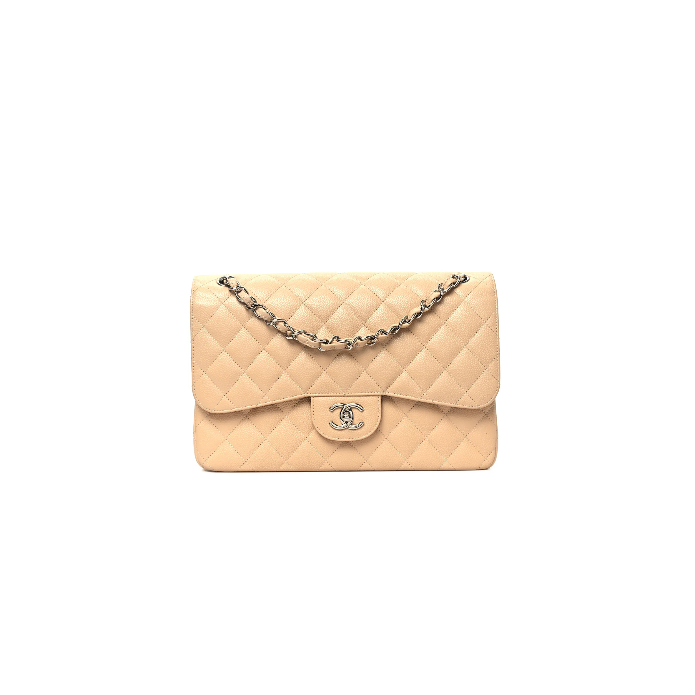 CHANEL MASTER CAVIAR QUILTED SMALL DOUBLE FLAP BEIGE (23*14.5*6cm)